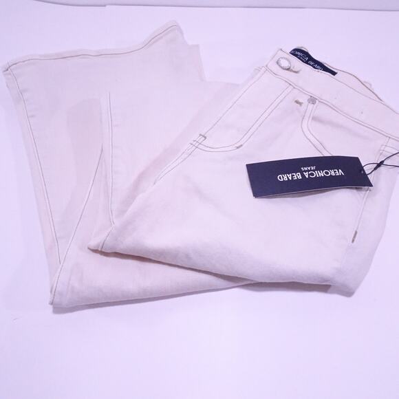 Veronica Beard Beverly High Rise Skinny Flare Jeans 26 NWT 298 ECRU IRRG - Picture 5 of 13